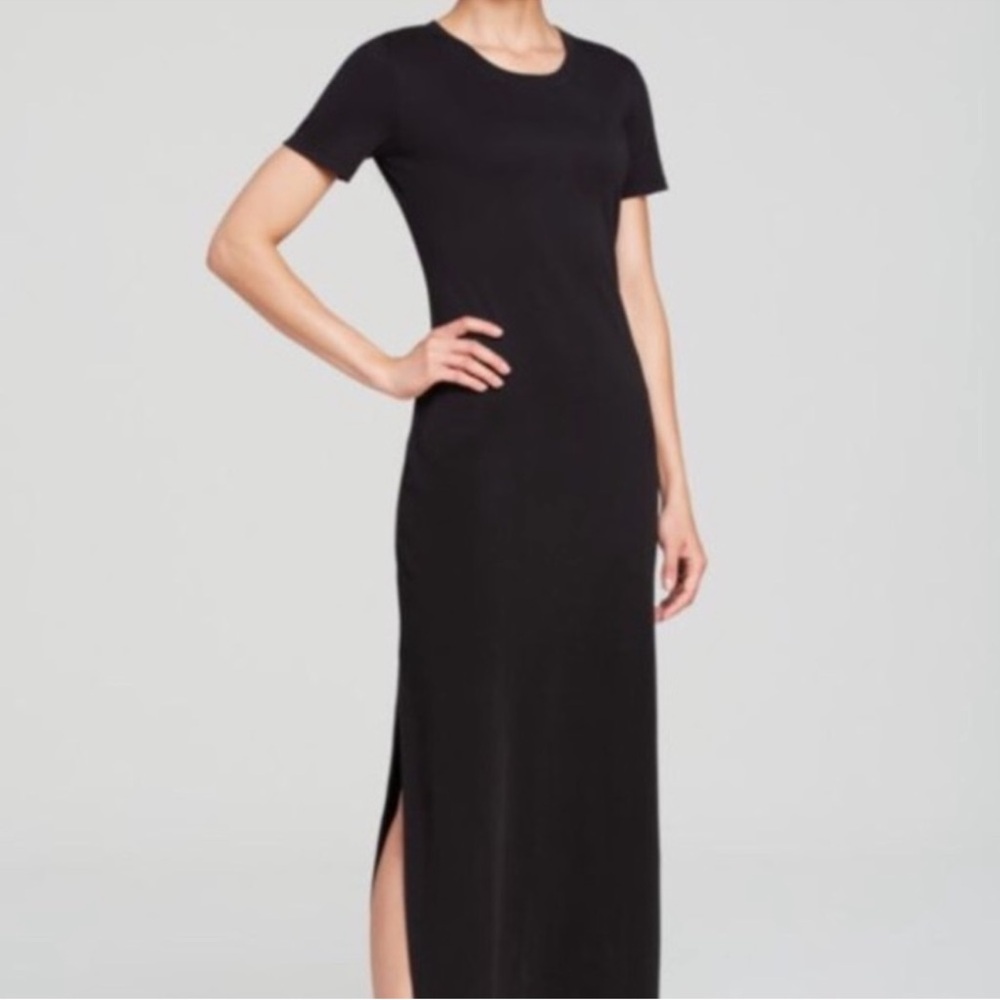 Theory Black Shirred Maxi Dress_Ranmire knit